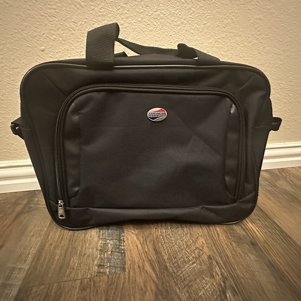 American Tourister Carry On‎ Luggage Black Travel Bag Duffle Canvas 16x12x4 EUC